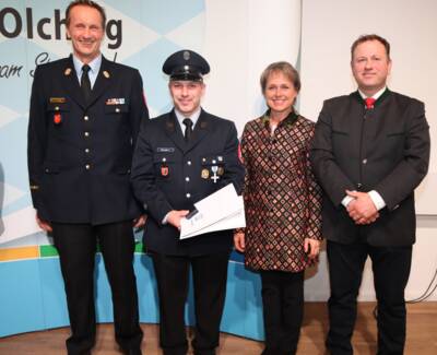 Thomas Bartosch mit Kreisbrandinspektor, stellv. Landrätin und Feuerwehrreferent