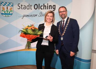 Angelika Widmann vom Bayerischen Bauernverband mit Bürgermeister Magg